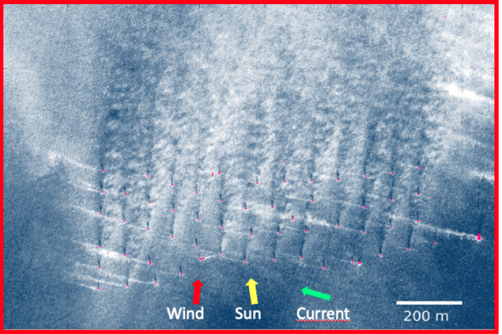 Atmospheric Wakes extending from the bottom to the top of the picture